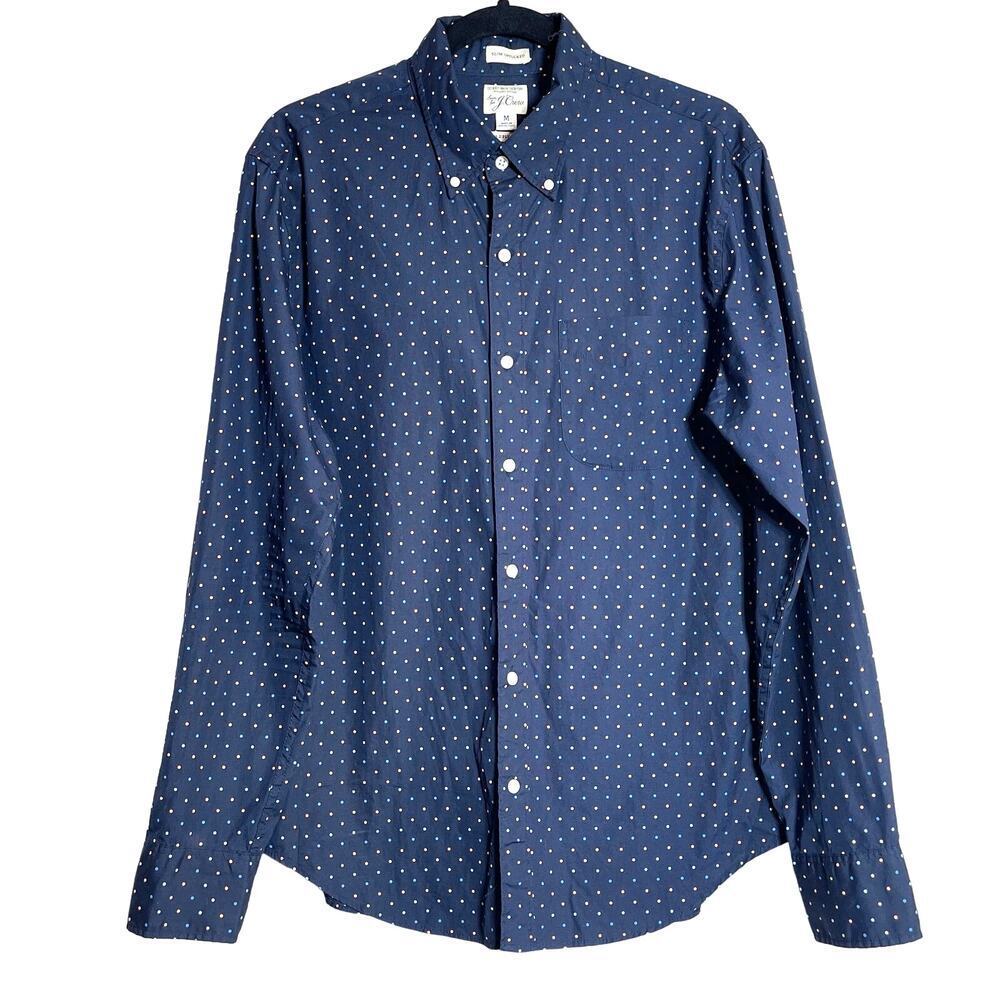 J. Crew Secret Wash Organic Cotton Poplin Shirt Untucked Button Up Men's M